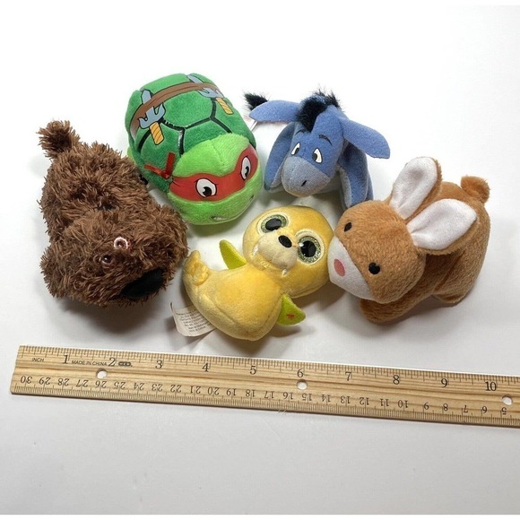 Lot 5 small soft toys Ninja Turtle Walrus Bunny Duke Eeyore - Picture 2 of 13